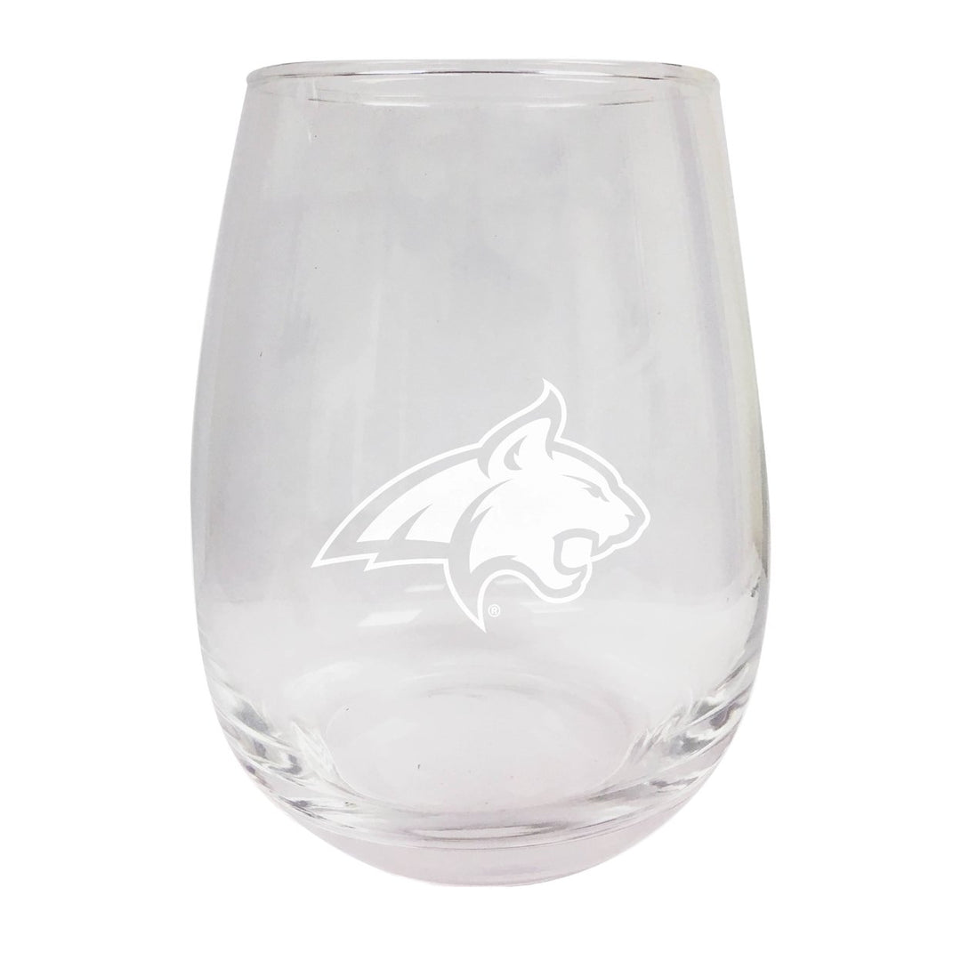 Montana State Bobcats Etched Stemless Wine Glass Image 1