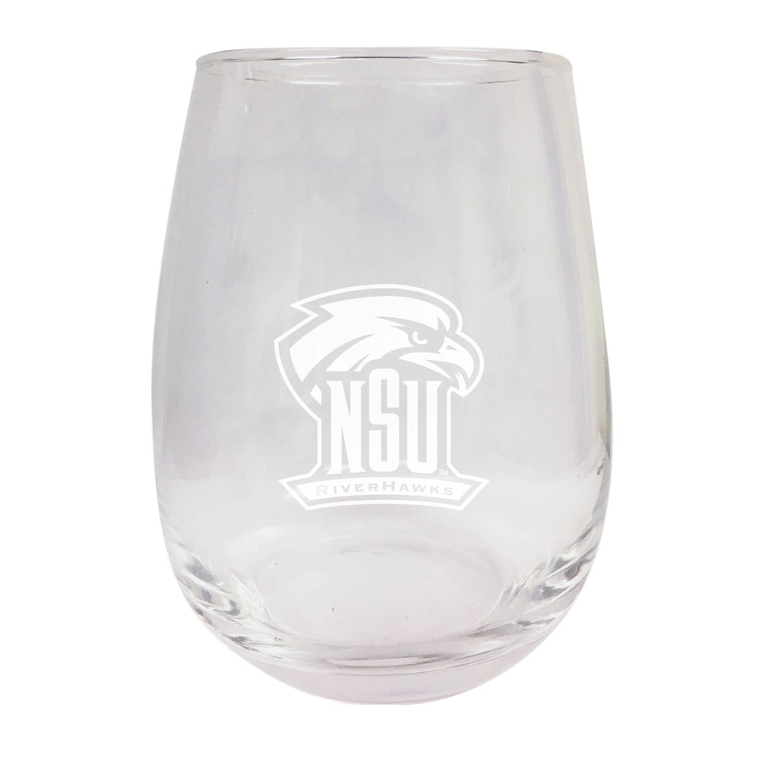 Northeastern State University Riverhawks NCAA 15 oz Laser-Engraved Stemless Wine Glass - Perfect for Alumni and Fans Image 1