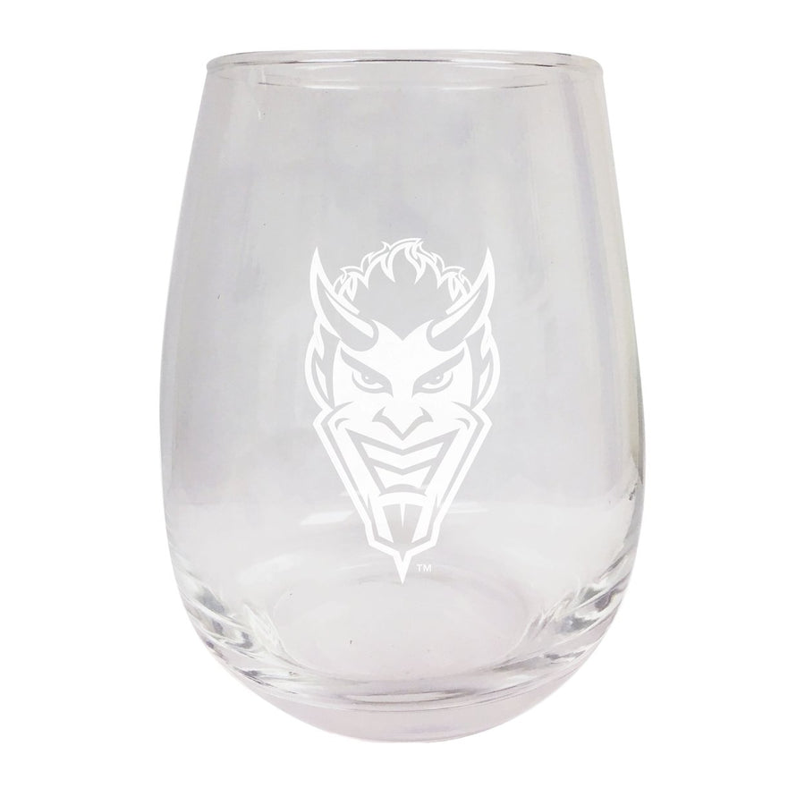 Northwestern State Demons Etched Stemless Wine Glass Image 1