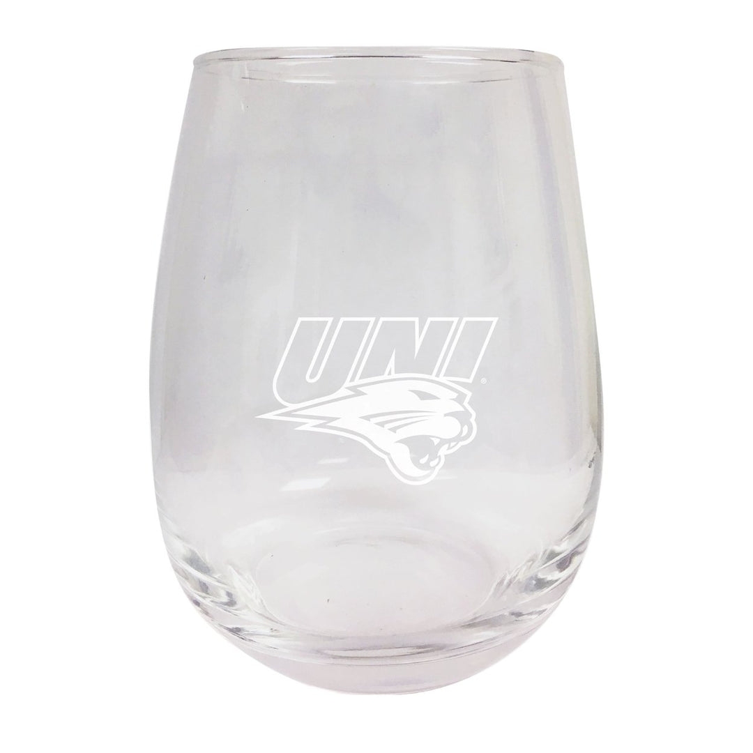 Northern Iowa Panthers NCAA 15 oz Laser-Engraved Stemless Wine Glass - Perfect for Alumni and Fans Image 1