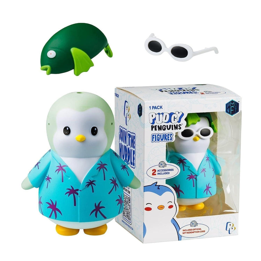 Pudgy Penguins Beach Vacation Dude Adopt Forever Friend Customize Outfits Digital NFT Figure Image 1