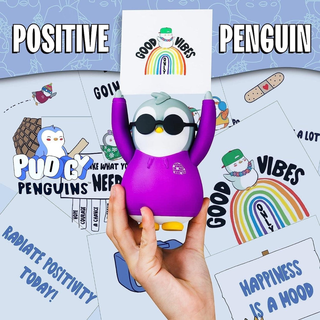 Pudgy Penguins Positive Affirmation Sign Card Holder Purple Desk Decor Good Vibes Image 3