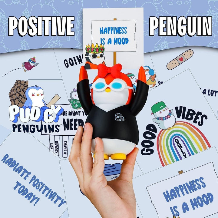 Pudgy Penguins Positive Affirmation Card Holder Desk Red Good Vibes Decor Image 3