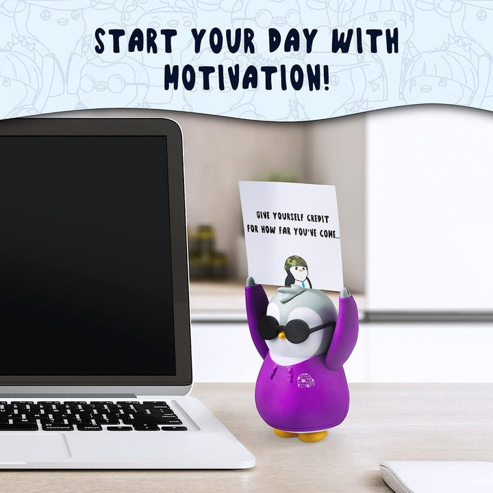 Pudgy Penguins Positive Affirmation Sign Card Holder Purple Desk Decor Good Vibes Image 4