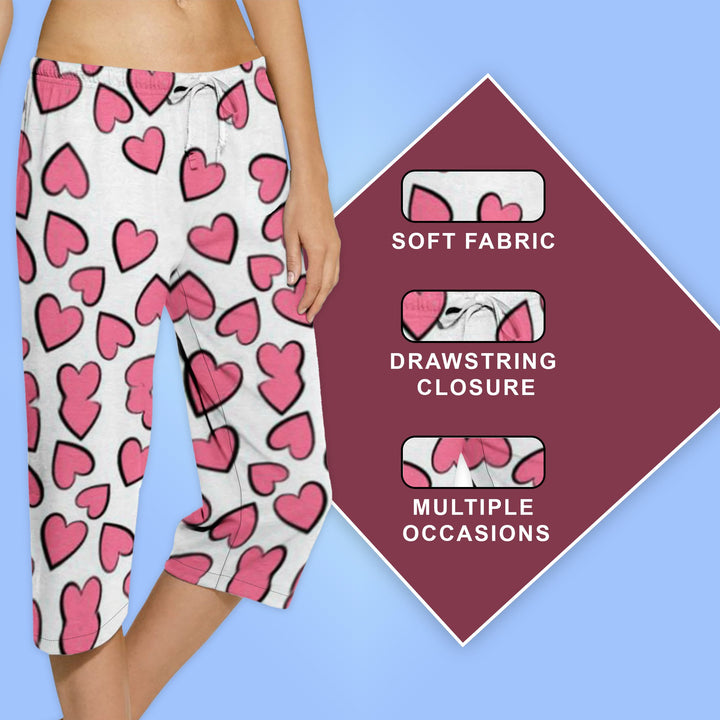 5-Pack Womens Capri Pajama Pants Soft Comfy Printed Summer Sleepwear Ladies PJ Bottom With Drawstring Image 4