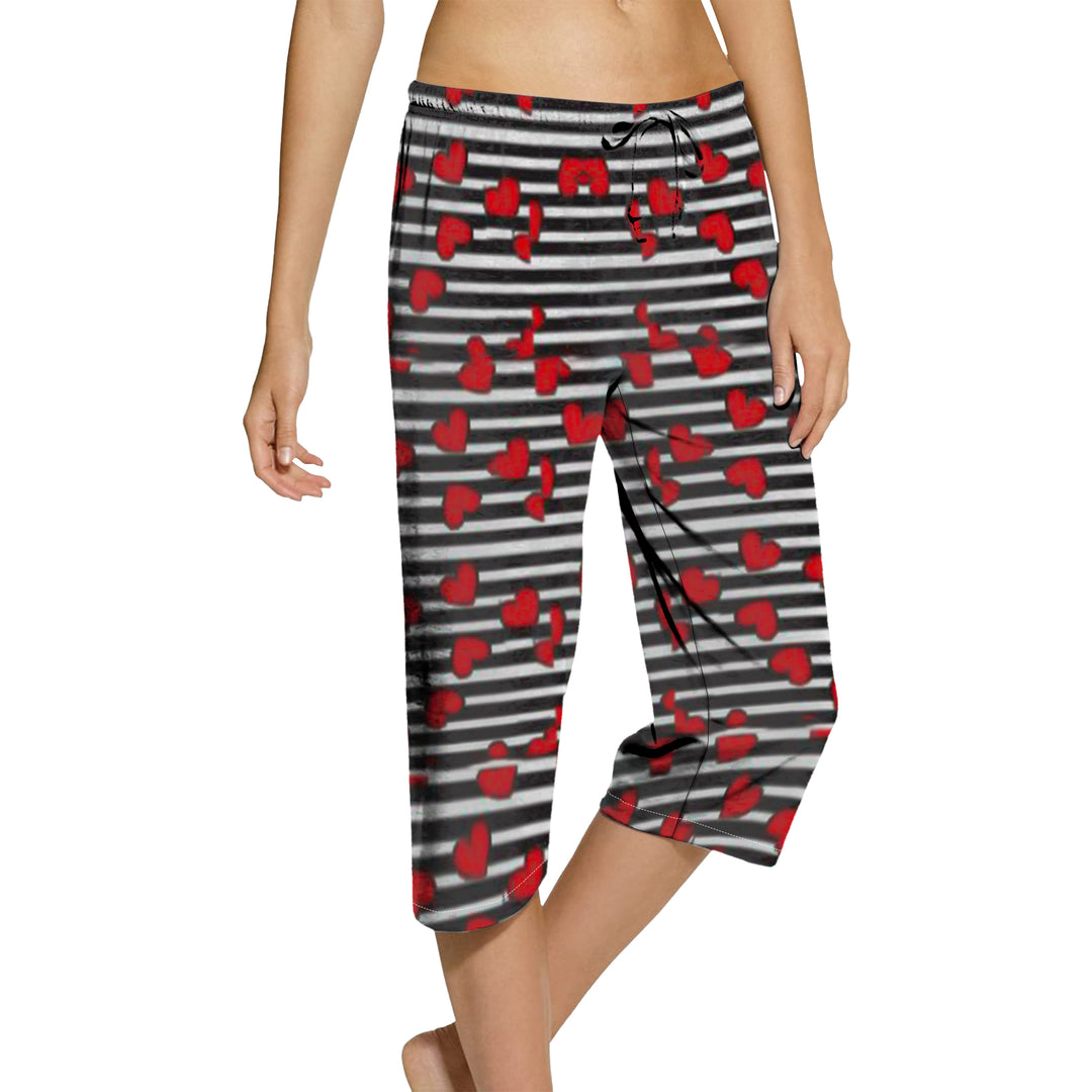 5-Pack Womens Capri Pajama Pants Soft Comfy Printed Summer Sleepwear Ladies PJ Bottom With Drawstring Image 11