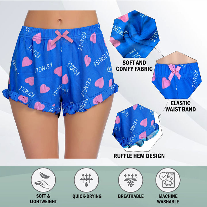 6-Pack Womens Casual Printed Pajama Shorts Soft Stretchy Relaxed Fit Ladies Summer Yoga Bottoms Image 3