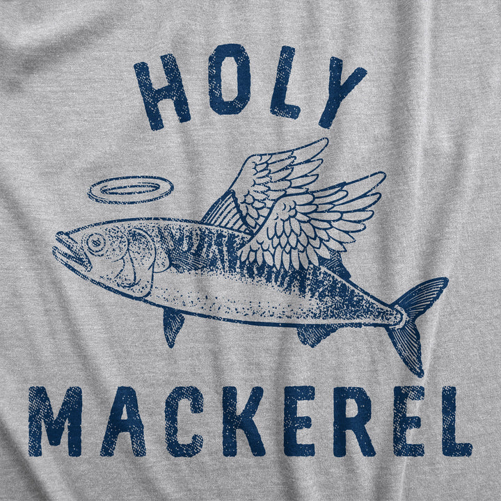 Mens Holy Mackerel T Shirt Funny Angel Halo Blessed Fish Saying Joke Tee For Guys Image 2