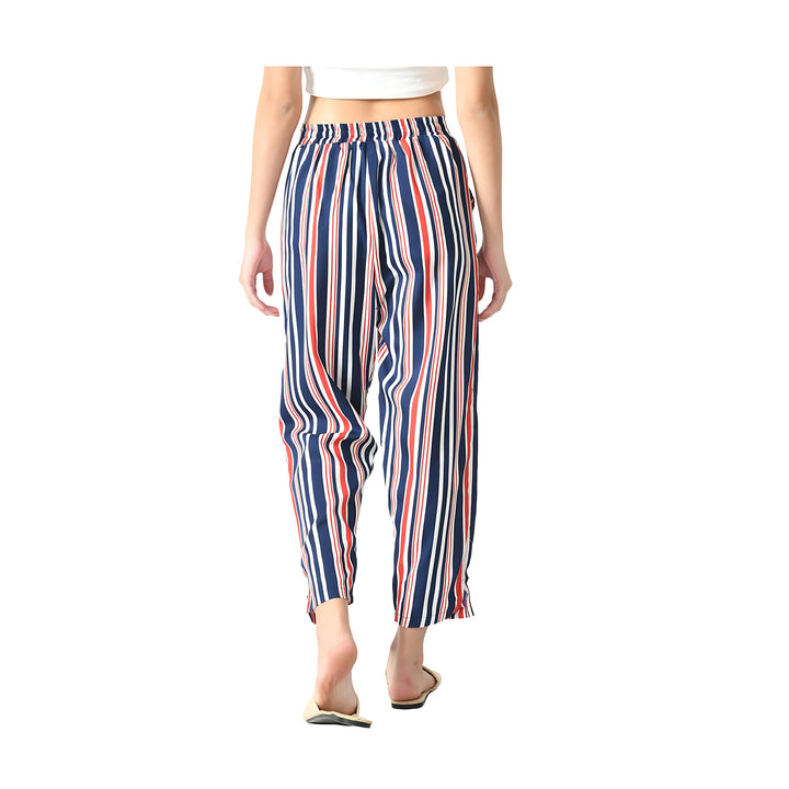 3-Pack Womens Cotton Palazzo Pants Striped Print Soft and Comfortable Western Style Regular Fit Ladies Trouser Image 11