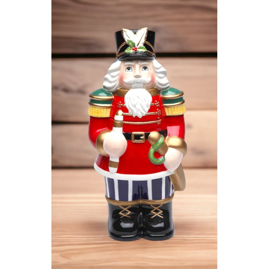 Ceramic Nutcracker Cookie Jar 7x6x14.75 Kitchen Christmas Gift Image 2