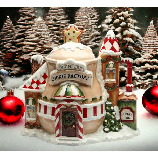 Ceramic Santas Village Cookie Jar 12.88in Christmas Image 1