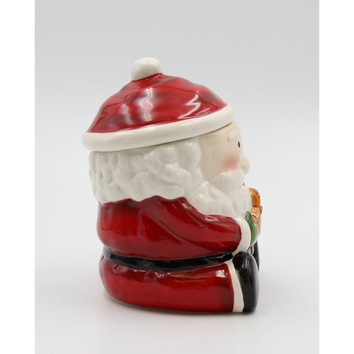 Ceramic Santa Cookie Jar with Gingerbread Man 5in Holiday Gift Image 4