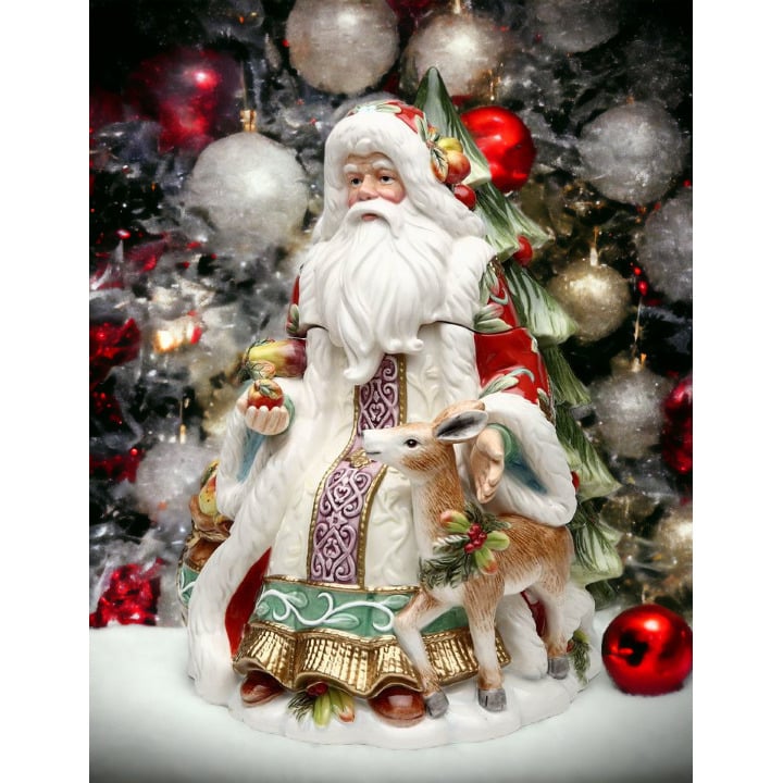 Ceramic Victorian Harvest Santa Cookie Jar 9.25x8.25x11.25 Christmas Image 1