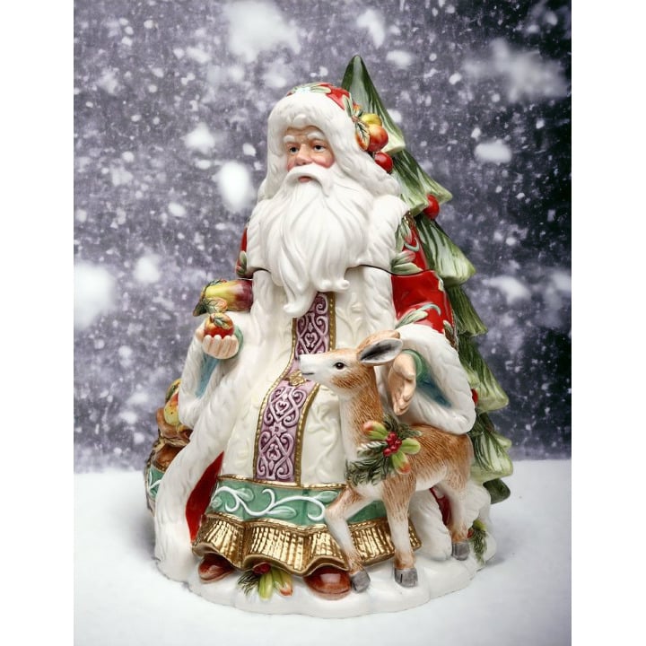 Ceramic Victorian Harvest Santa Cookie Jar 9.25x8.25x11.25 Christmas Image 2