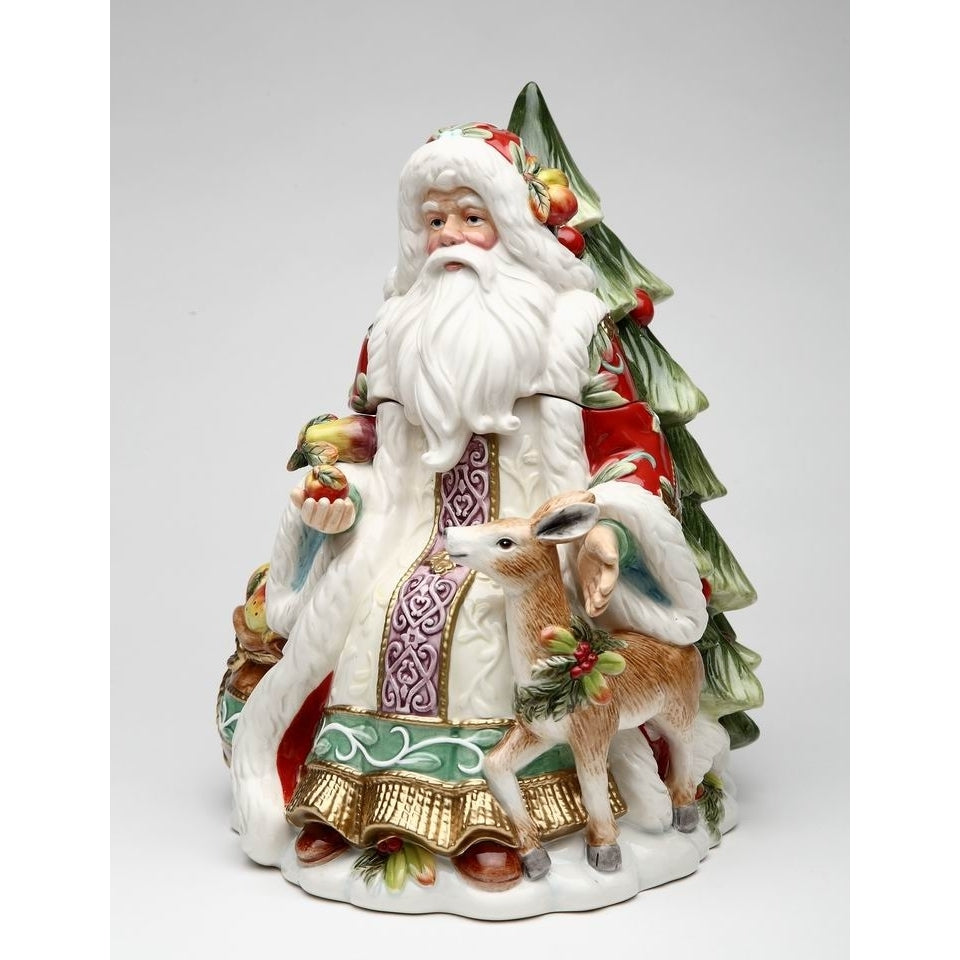 Ceramic Victorian Harvest Santa Cookie Jar 9.25x8.25x11.25 Christmas Image 3