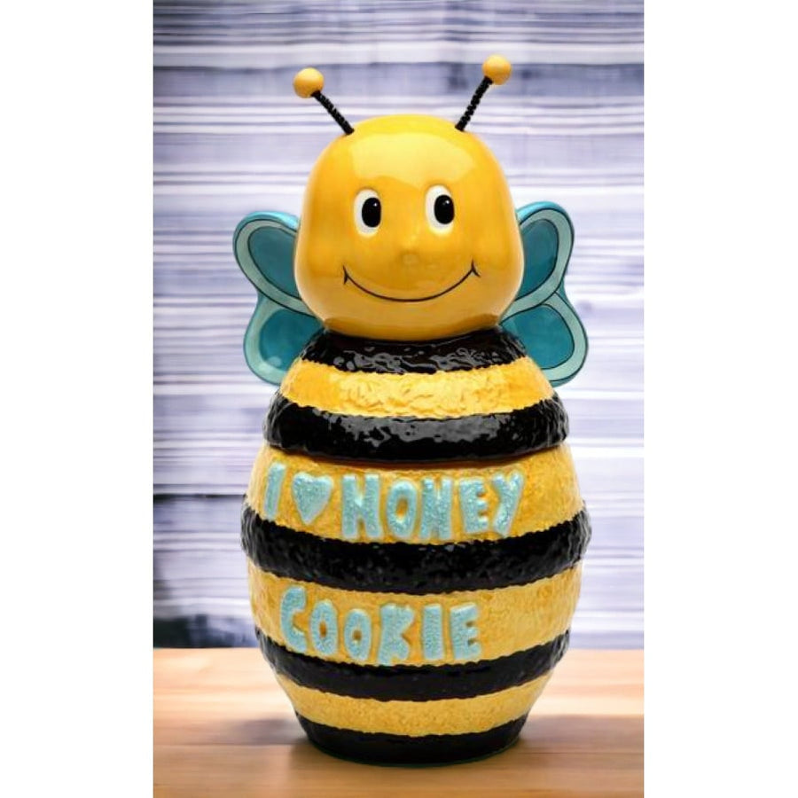 Hand Painted Ceramic Bumblebee Cookie Jar 10in Image 1