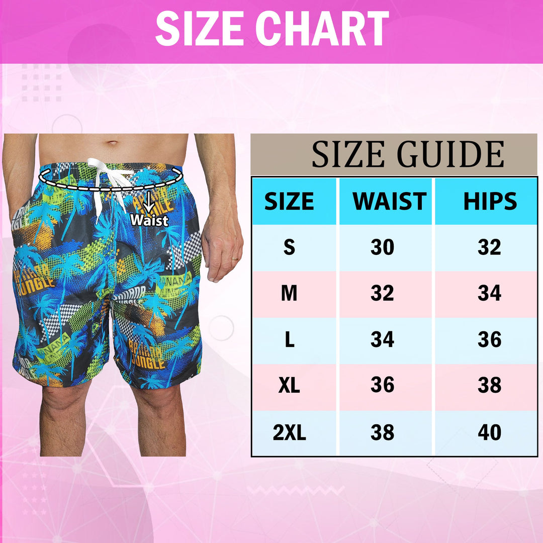 3-Pack Mens Printed Swim Shorts with Pockets Quick Dry Beachwear Bathing Suits Board Trunks Image 4