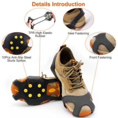 Ice Snow Grips Anti Slip Over Shoe Spikes Boot Traction Cleat Portable Ice Grippers Image 4