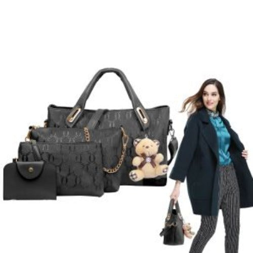 1Set 4Pcs Women Leather Handbag Lady Shoulder Bags Tote Satchel Purse Card Holder Image 1