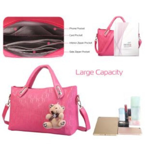 1Set 4Pcs Women Leather Handbag Lady Shoulder Bags Tote Satchel Purse Card Holder Image 11