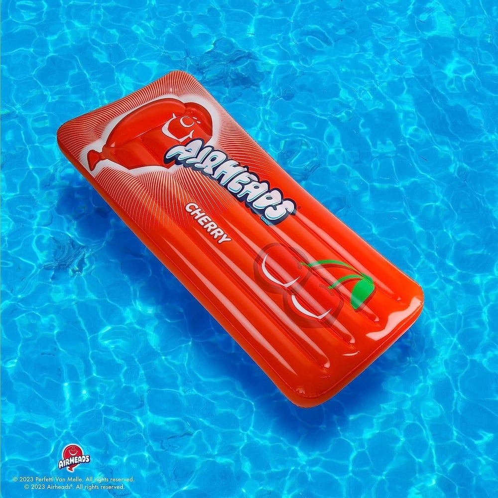 Airheads Red Cherry Inflatable Pool Float 67" Candy Theme Water Raft Mighty Mojo Image 2