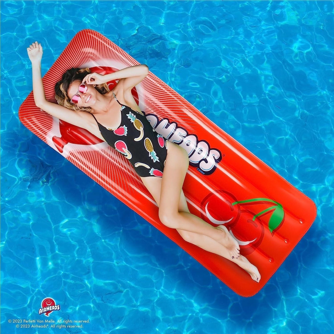 Airheads Red Cherry Inflatable Pool Float 67" Candy Theme Water Raft Mighty Mojo Image 3