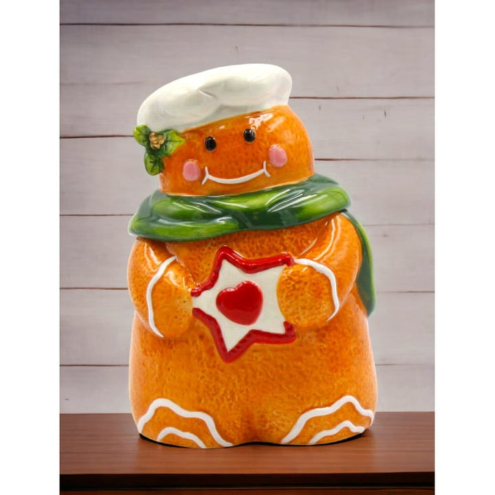 Ceramic Gingerbread Man Candy Box 5x4 1/4x7 1/4 Kitchen Image 1