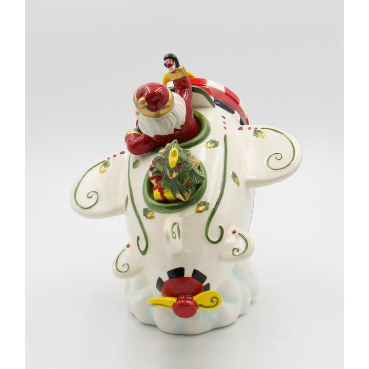 Ceramic Santa Airplane Cookie Jar 10 3/8in Christmas Home Gift Image 4