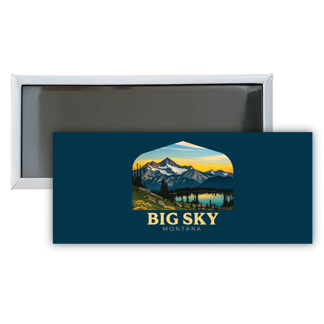 Big Sky Montana Mountain and Lake Souvenir Durable and Vibrant Decor Fridge Magnet 4.75 x 2 Inch Image 1