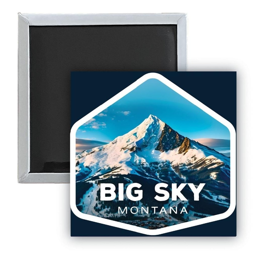 Big Sky Montana Mountain Souvenir 2.5 x 2.5-Inch Durable and Vibrant Decor Fridge Magnet Image 1