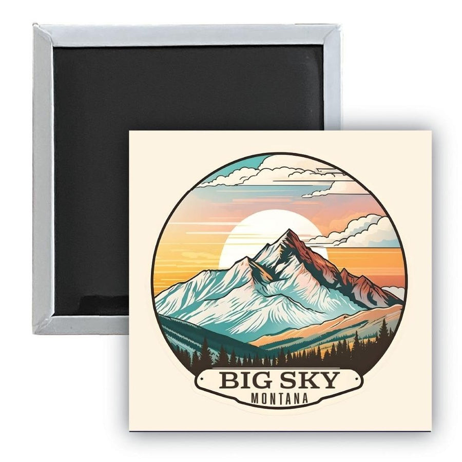 Big Sky Montana mountain Sunset Souvenir 2.5 x 2.5-Inch Durable and Vibrant Decor Fridge Magnet Image 1