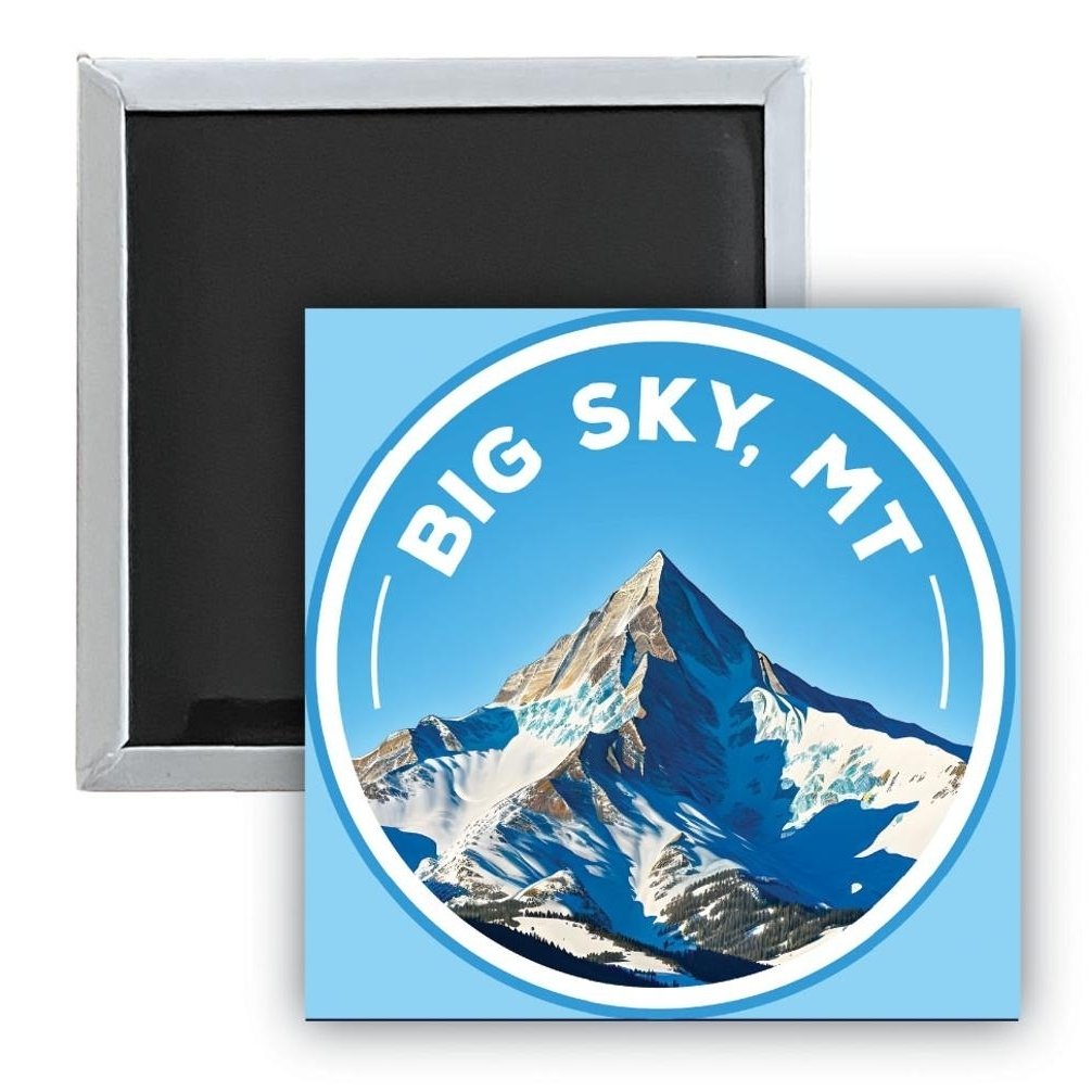 Big Sky Montana Snowy Mountain Souvenir 2.5 x 2.5-Inch Durable and Vibrant Decor Fridge Magnet Image 1