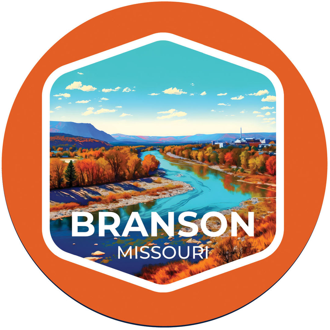 Branson Missouri B Souvenir Memories Round Durable Vinyl Decal Sticker Image 1