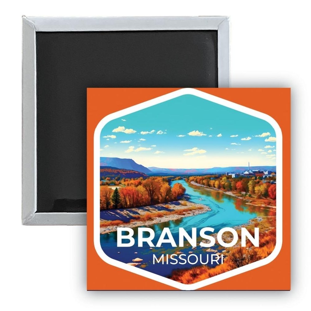 Branson Missouri B Souvenir 2.5 x 2.5-Inch Durable and Vibrant Decor Fridge Magnet Image 1