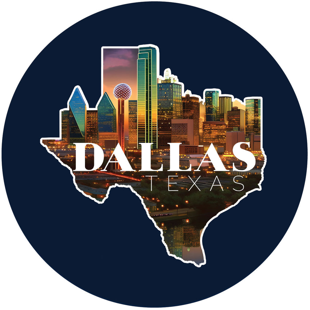 Dallas Texas C Souvenir Memories Round Durable Vinyl Decal Sticker Image 1