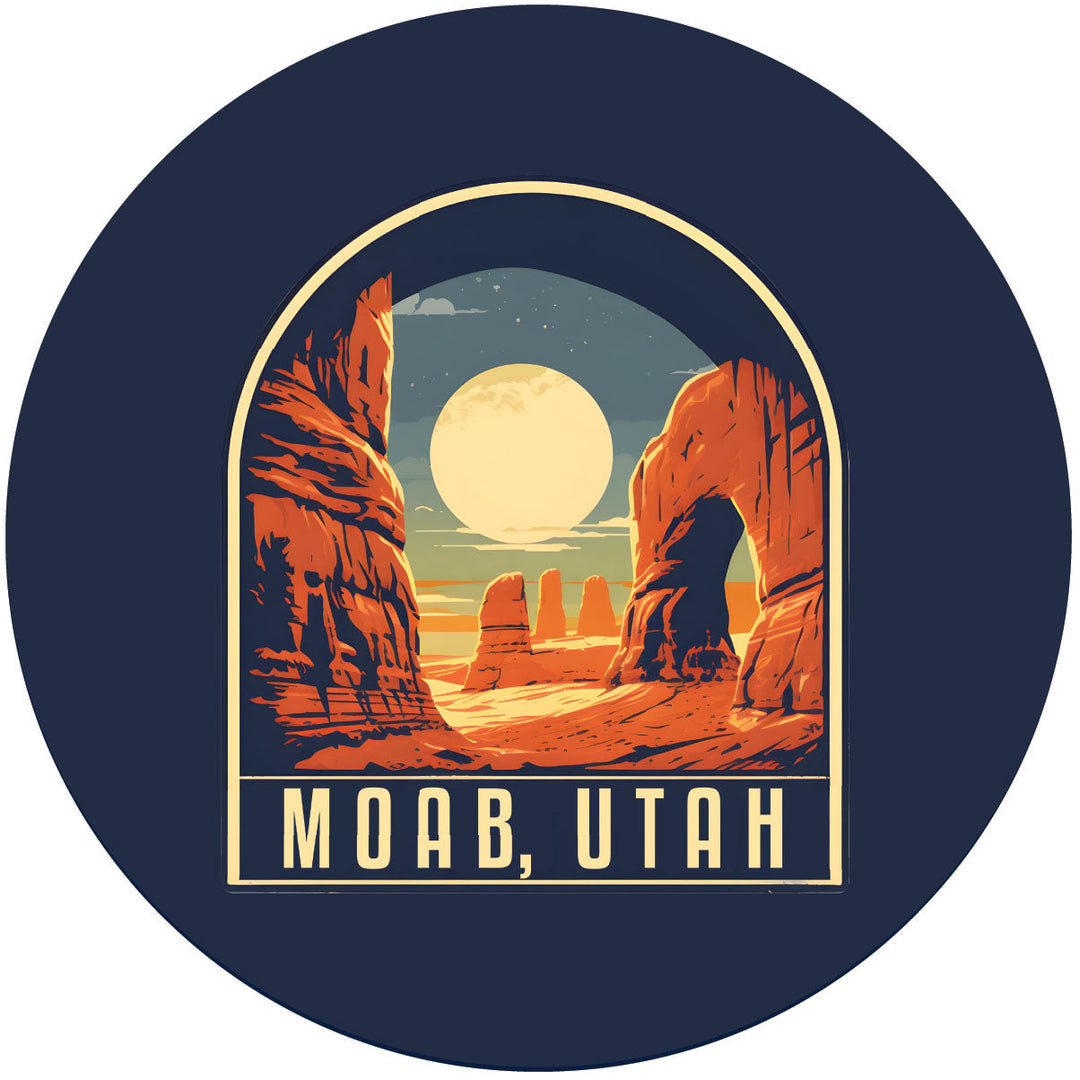 Moab Utah B Souvenir Memories Round Durable Vinyl Decal Sticker Image 1