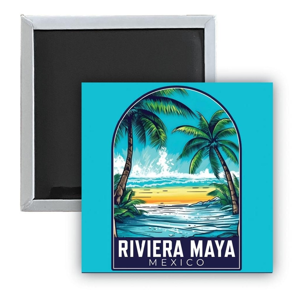 Riviera Maya Mexico B Souvenir 2.5 x 2.5-Inch Durable and Vibrant Decor Fridge Magnet Image 1