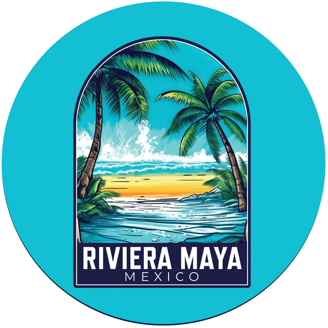 Riviera Maya Mexico B Souvenir Memories Round Durable Vinyl Decal Sticker Image 1