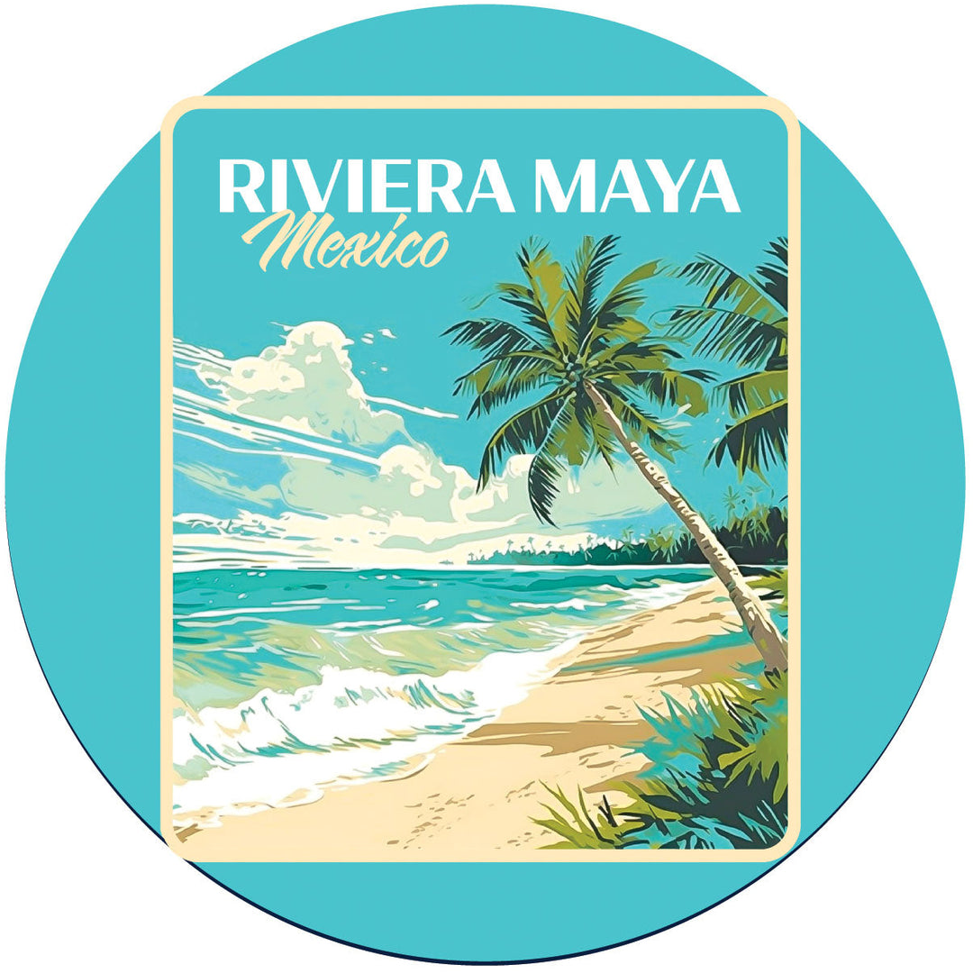 Riviera Maya Mexico C Souvenir Memories Round Durable Vinyl Decal Sticker Image 1