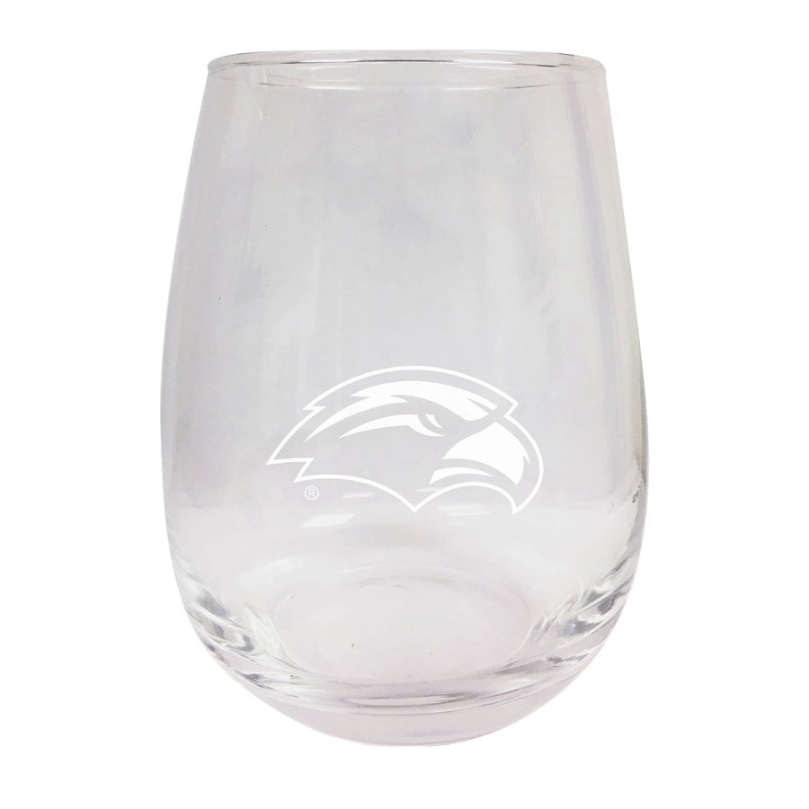 Southern Mississippi Golden Eagles Etched Stemless Wine Glass Image 1