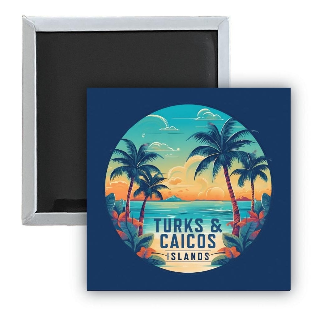 Turks And Caicos D Souvenir 2.5 x 2.5-Inch Durable and Vibrant Decor Fridge Magnet Image 1