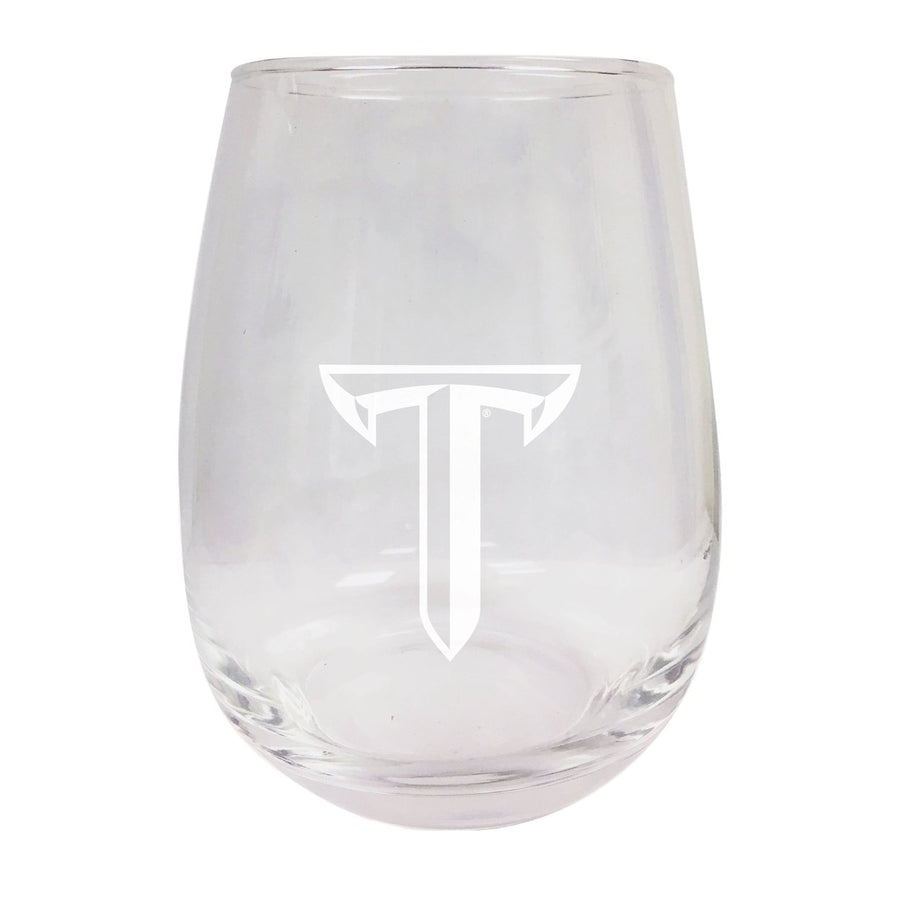 Troy University NCAA 15 oz Laser-Engraved Stemless Wine Glass - Perfect for Alumni and Fans Image 1