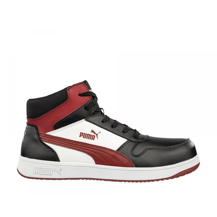 PUMA Safety Mens Frontcourt Mid Composite Toe Waterproof Work Boot Black/White/Red - 630055 BLK/ WHT/RED Image 1