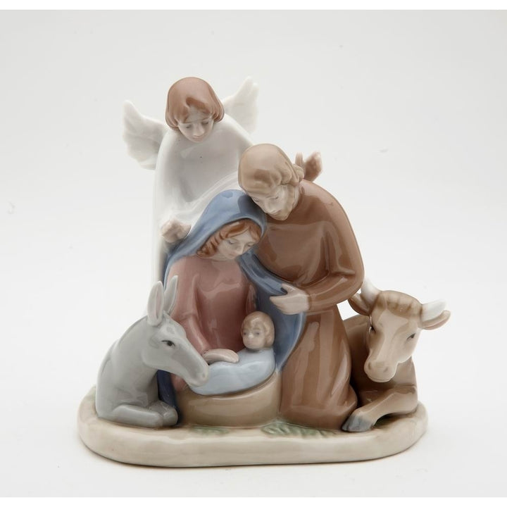 Ceramic Mini Angel Figurine with Holy Family 3.5in Religious Gift Image 3