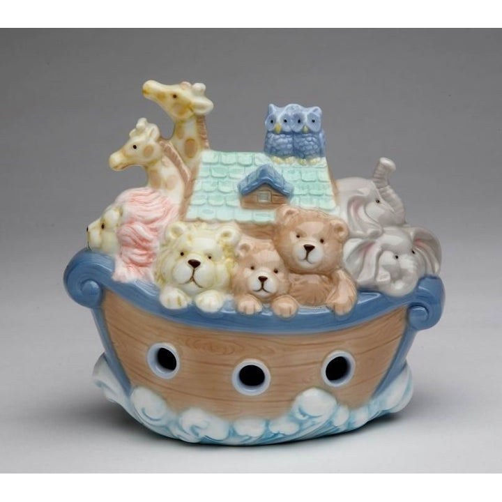 Ceramic Noahs Ark Piggy Bank 5x3x4.625 Gift Nursery Baptism Image 3