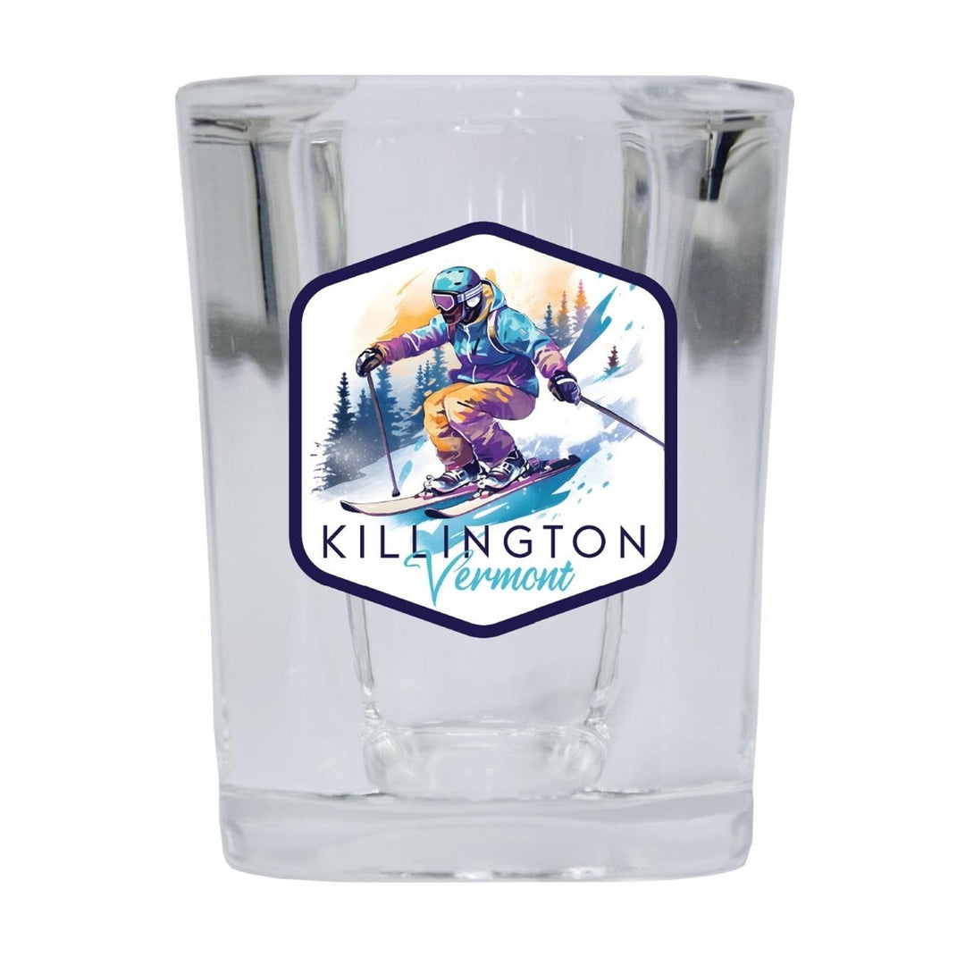 Killington Vermont Souvenir 2.5 Ounce Shot Glass Square Blue Base Image 2