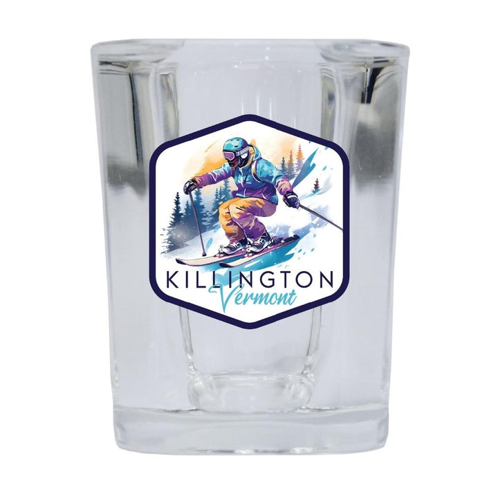 Killington Vermont Souvenir 2.5 Ounce Shot Glass Square Blue Base Image 1