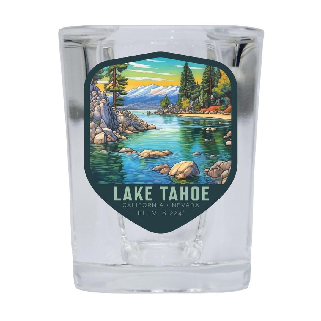 Lake Tahoe California Souvenir 2.5 Ounce Shot Glass Square Blue Base Image 1