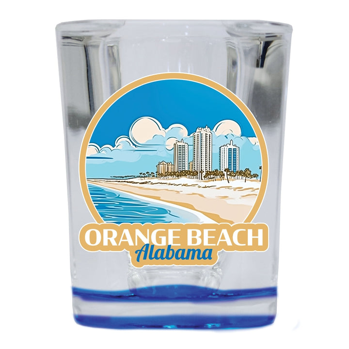 Orange Beach Alabama Souvenir 2.5 Ounce Shot Glass Square Blue Base Image 1