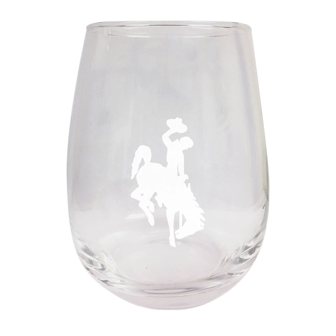 University of Wyoming NCAA 15 oz Laser-Engraved Stemless Wine Glass - Perfect for Alumni and Fans Image 1